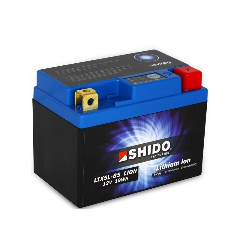 Retrouvez votre Batterie Lithium Ion SHIDO pour moto LTX5L-BS-Chez batterie  de moto